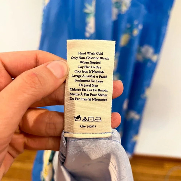 LoveShackFancy Brinda Blue Satin Floral Formal Tie Back Halter Maxi Dress Gown - Picture 11 of 11